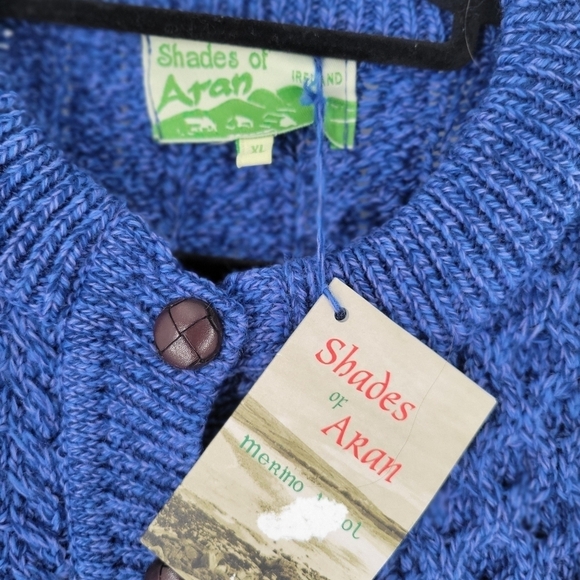 Aran Fisherman knit Cardigan XL Lumber Jacket Merino Wool New - Picture 3 of 5